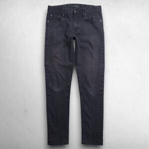 Uniqlo Selvedge Slim Straight Jeans Low Rise Stretch Denim Men 30x34 Black